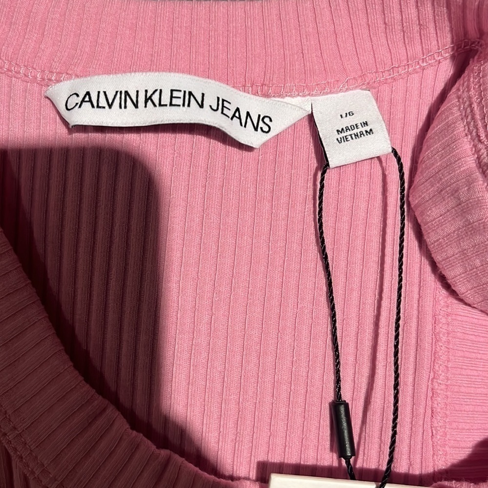 Calvin Klein Best Bodysuit In Pink Rib Knit - Picture 10 of 11